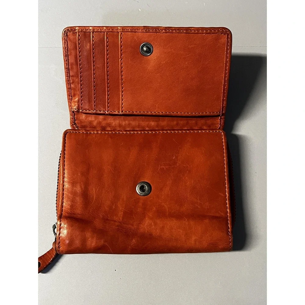 Harbour 2nd‎ Wallet Womens One Size Orange Leather Woven Zip Around Anchor Logo